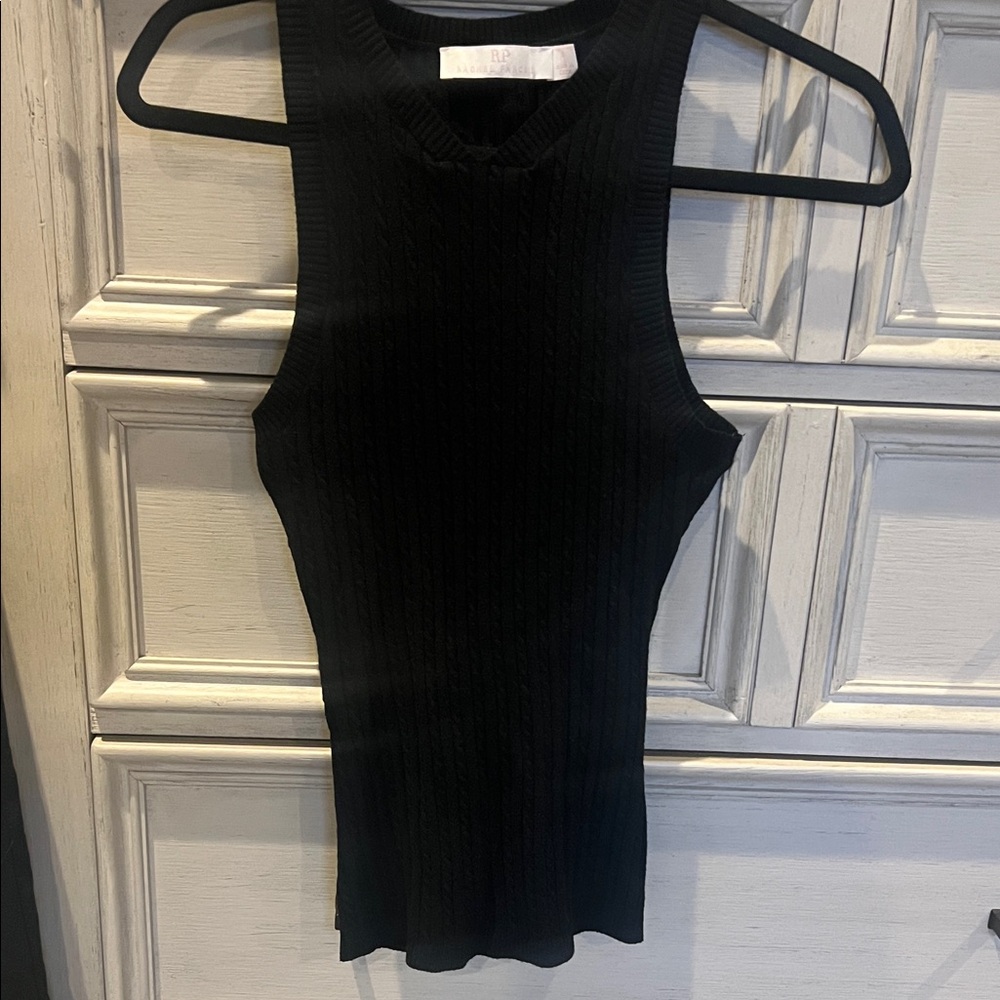 Rachel Parcell Black Ribbed Tank Top